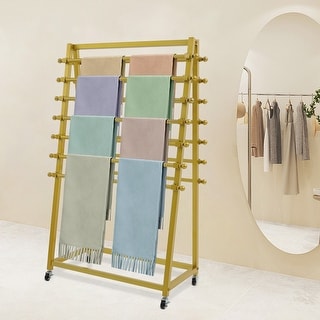 16 -Tier Ribbon Holder Organizer Rack, Double-Sided Ribbon Storage Holder On Wheel, Multifunctional Flower Wrapping Paper Storage Stand