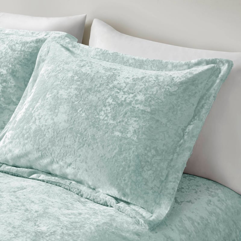 2 PCS Twin/Twin XL Crushed Velvet Sherpa Reversible Comforter Set Aqua