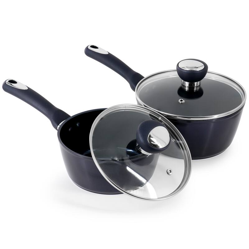 14 Piece Ceramic Nonstick Cookware Set in Dark Blue