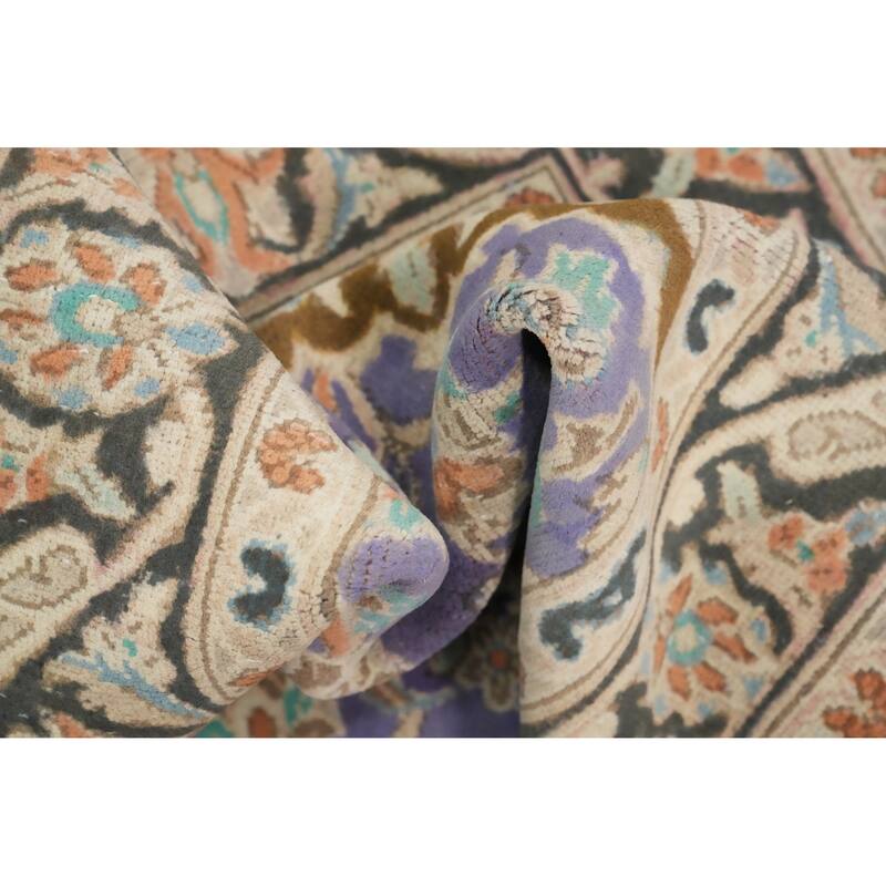 Hand Knotted Oriental 100% Wool Carpet Traditional Floral Purples Tabriz Area Rug - 4' 7'' X 3' 3''
