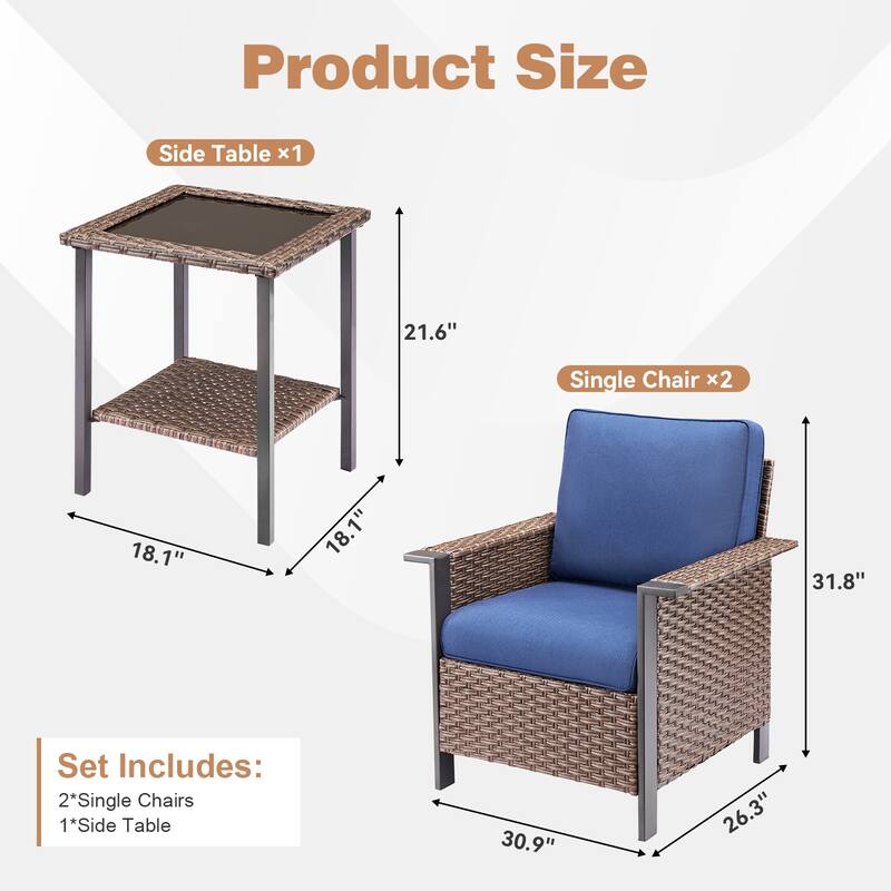 Pocassy Outdoor Wicker Sofa Glider Chair with Ottoman Set