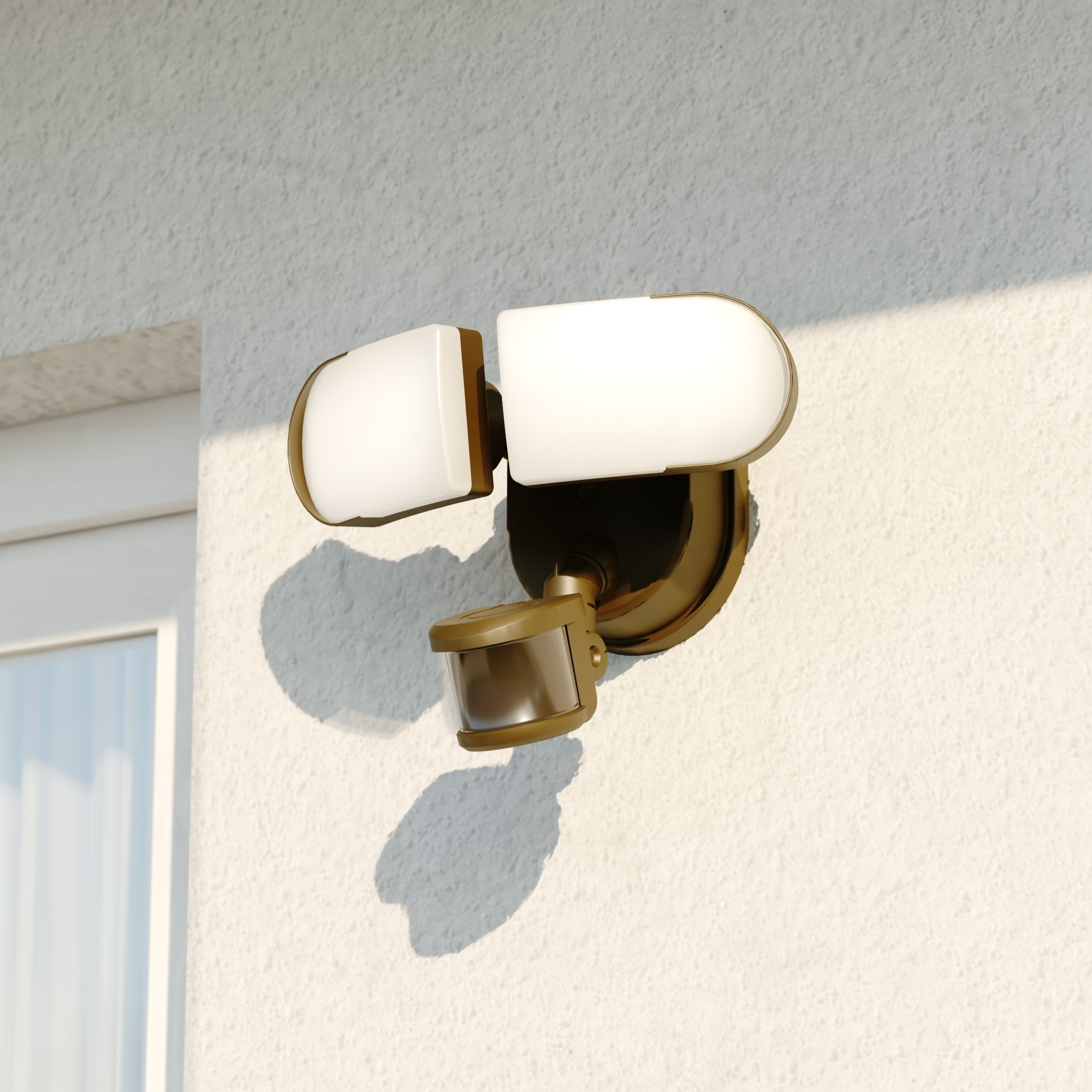 VAXCEL Lamdba 2 Light LED Outdoor Motion Sensor Linkable Adjustable Security Flood Light Bronze - 10.25-in W x 7-in H x 6-in D