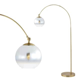 Tavira 71" Coastal Vintage Iron LED Floor Lamp, Brass Gold/White by JONATHAN  Y