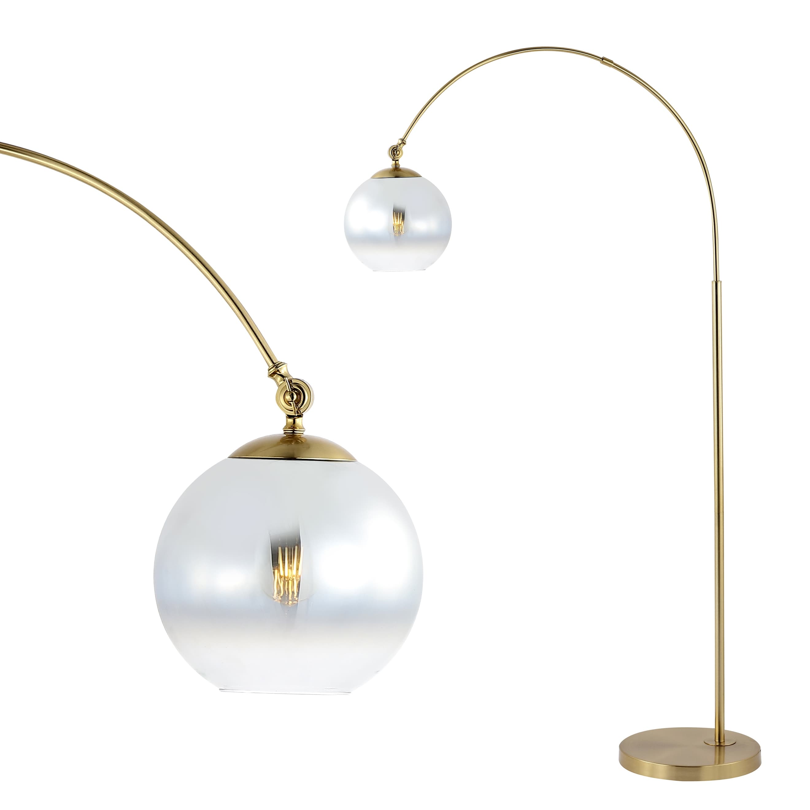JONATHAN Y Tavira 71" Coastal Vintage Iron LED Floor Lamp, Brass Gold/White