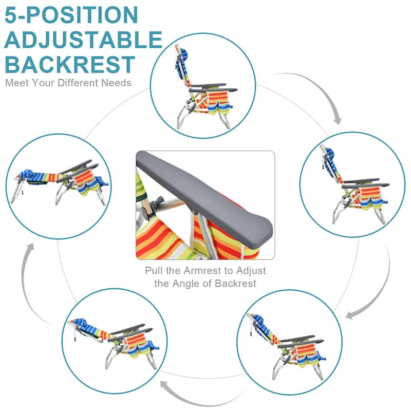 2-Pack Folding Backpack Beach Chair 5-Position Outdoor Reclining - See Details