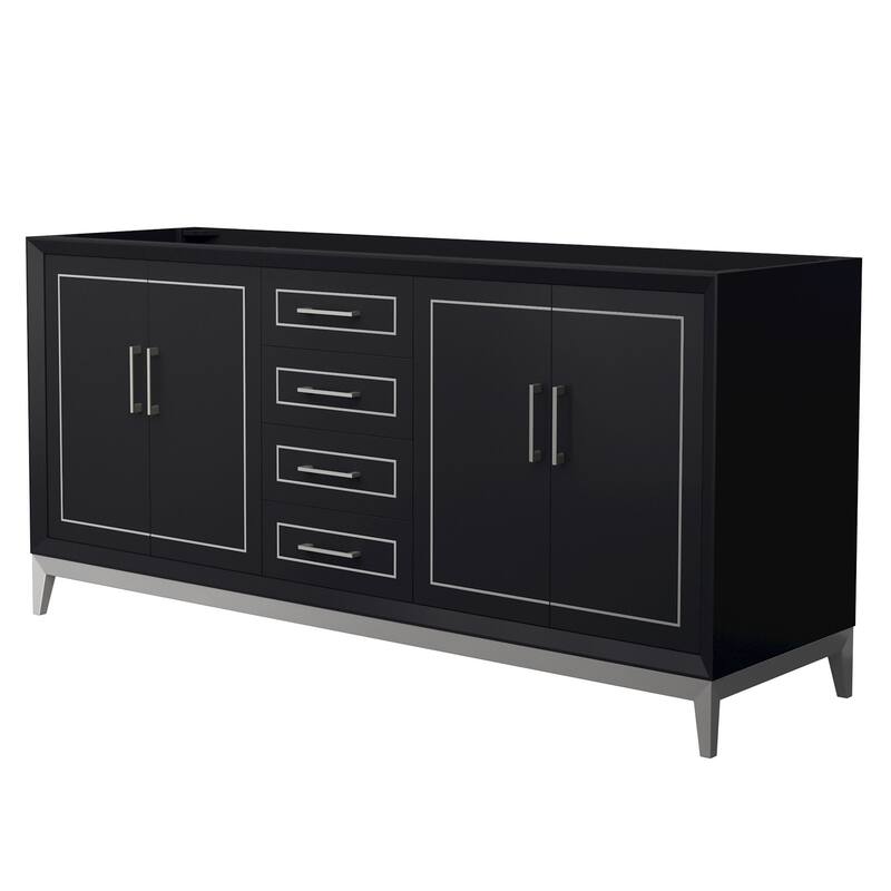 Wyndham Collection WCH515172D-CXSXX-MXX Marlena 72" Double Free - Black / Brushed Nickel Hardware