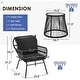 preview thumbnail 27 of 52, EROMMY 3-Piece Patio Conversation Set with Glass Table & 2 Armchairs, Seat Cushions