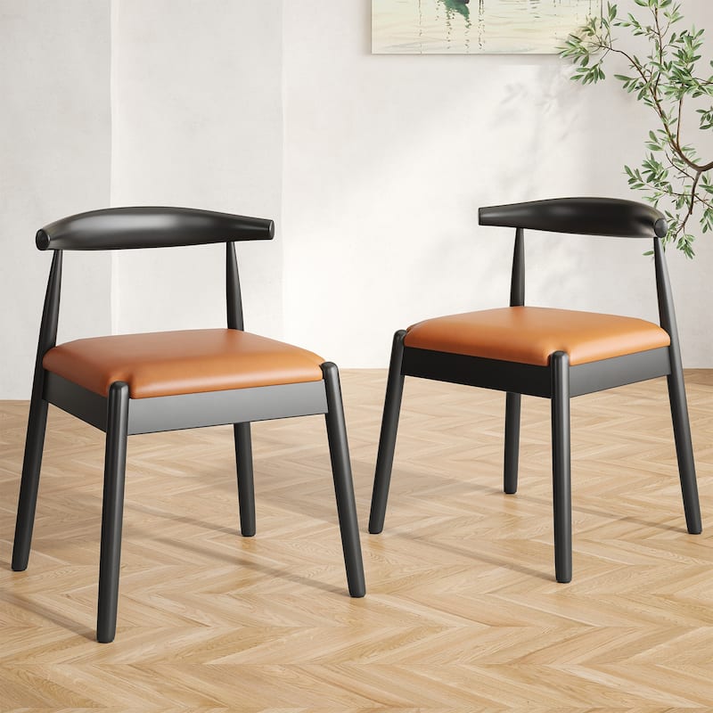 Weave Dining Chairs Set of 2, Mid-Century Modern Kitchen Chair with Solid Oak Frame & Handwoven Seat for Living Dining Room
