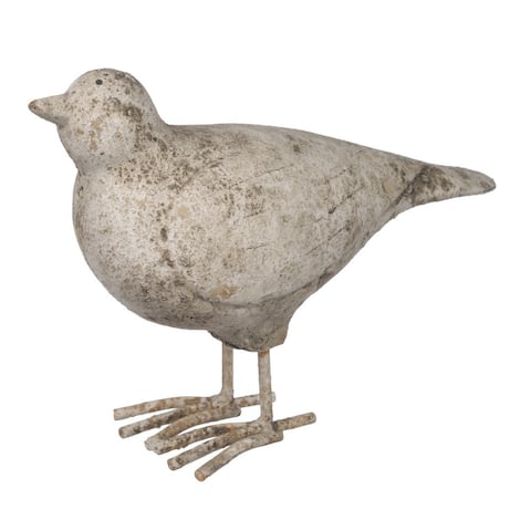 Seagull Figurine Sculpture, Cement Table Statue - Weathered White - 6 H x 3 W x 8 L Inches