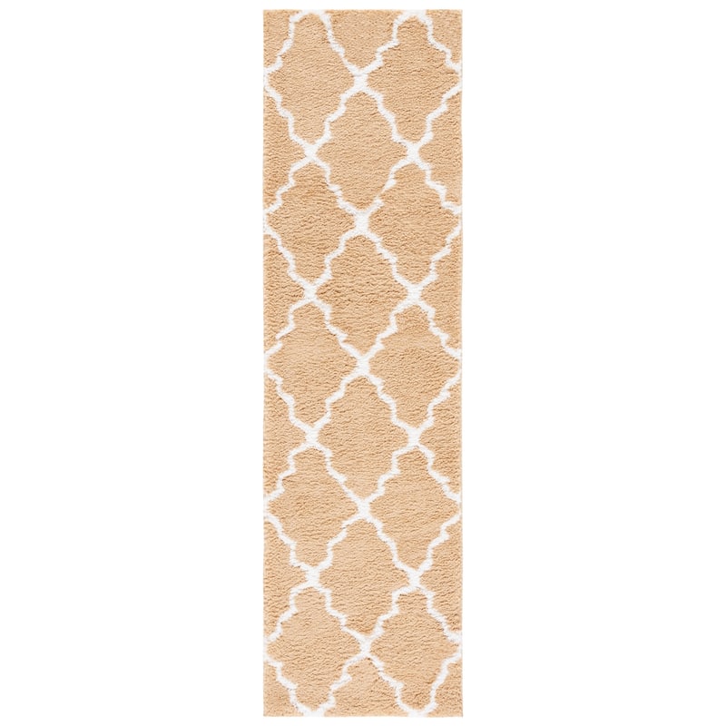 SAFAVIEH Berber Shag Eufrozina Rug - 2'3" x 8' Runner - Dark Beig/Ivory
