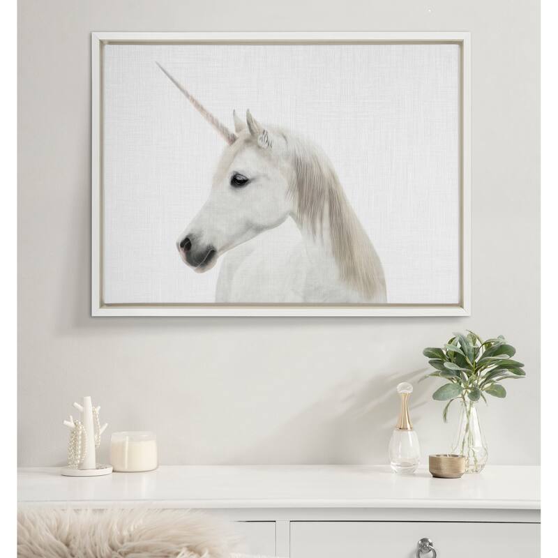 Kate and Laurel Sylvie Unicorn Framed Canvas by Simon Te Tai