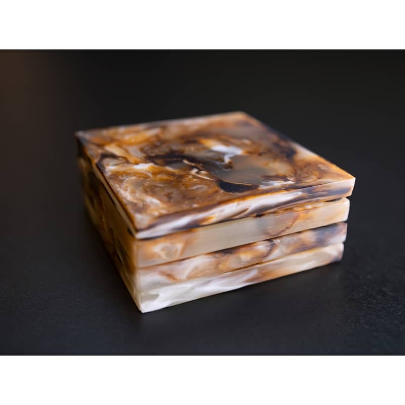 Set of 4 Tortoiseshell Square Coasters - Tortoiseshell