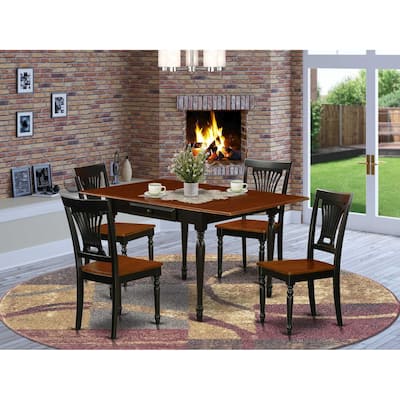 Kitchen Table Set with 4 Chairs - Wooden Dining Room Set - Black & Cherry Finish - 5 Piece Table Set