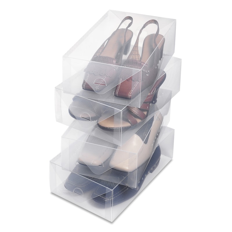 Whitmor 6362-2691-4 4-ct Clear Plastic Womens Shoe Box