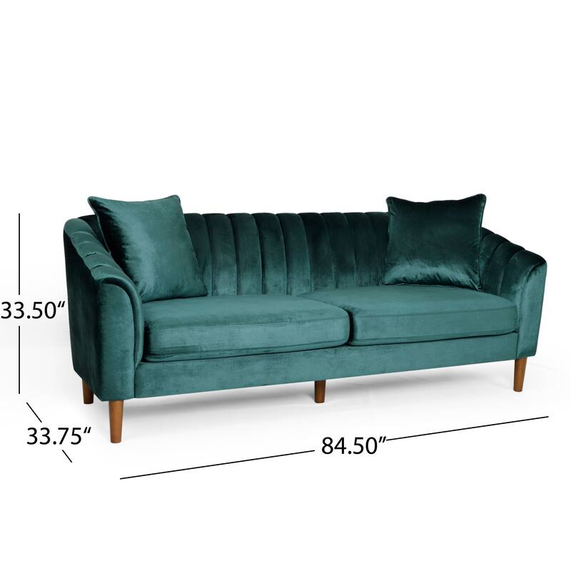 Contemporary Deep Seat Sofa with 2 Accent Pillows & Sloped Arms
