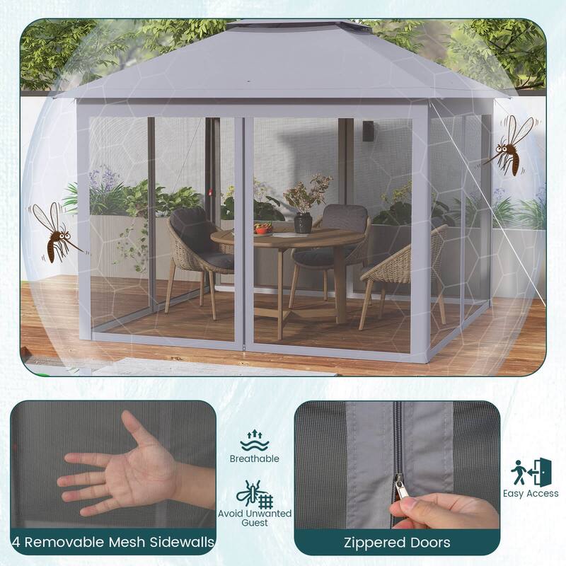 Costway 11'x11' 2-Tier Pop-Up Gazebo Tent Portable Canopy Shelter