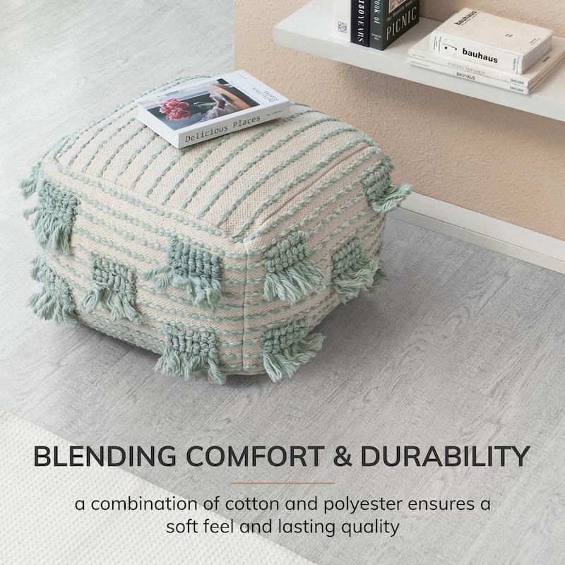 Jani Ambre 22" x 22" x 16" Square Pouf Ottoman