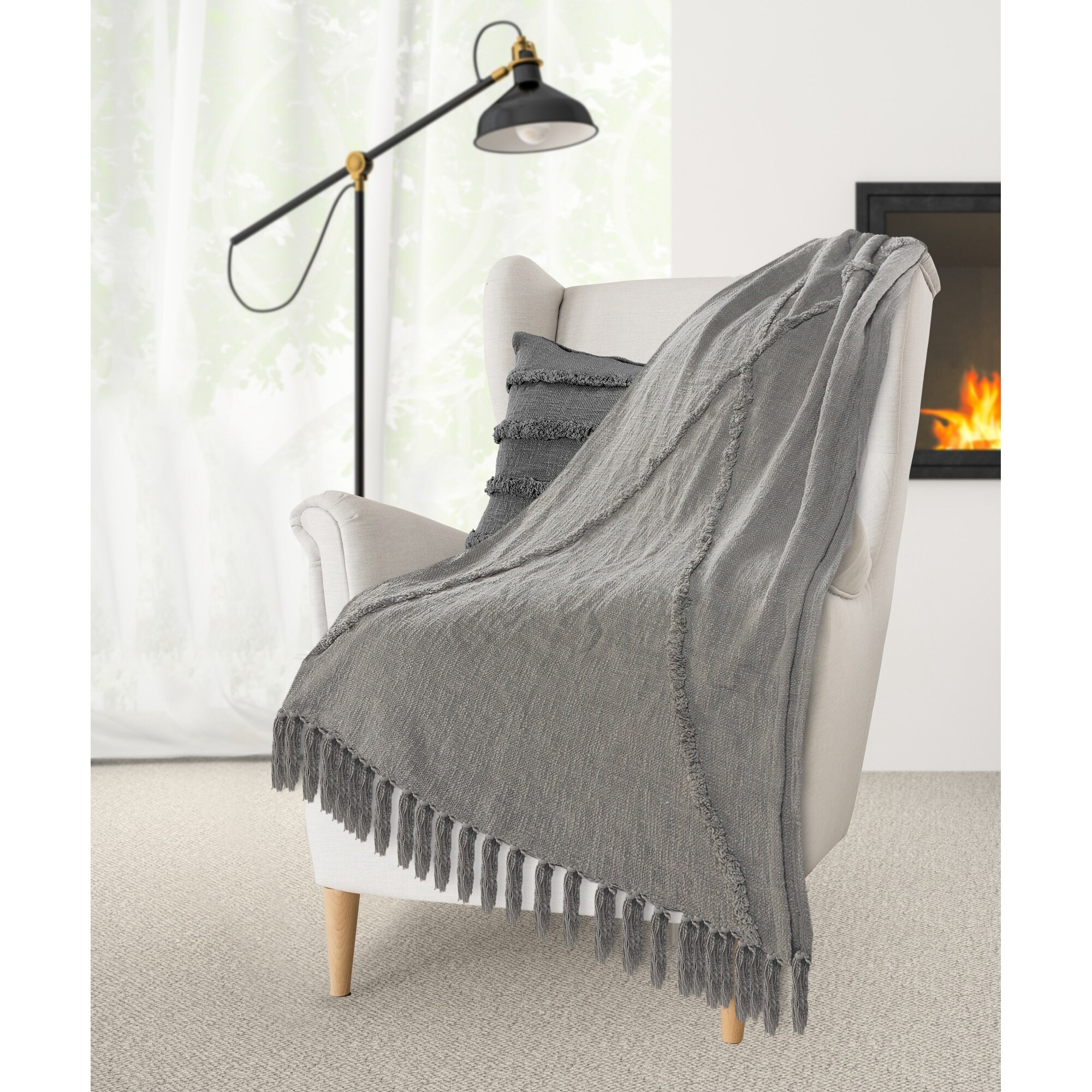 LR Home Terracotta Clay Tufted Throw Blanket