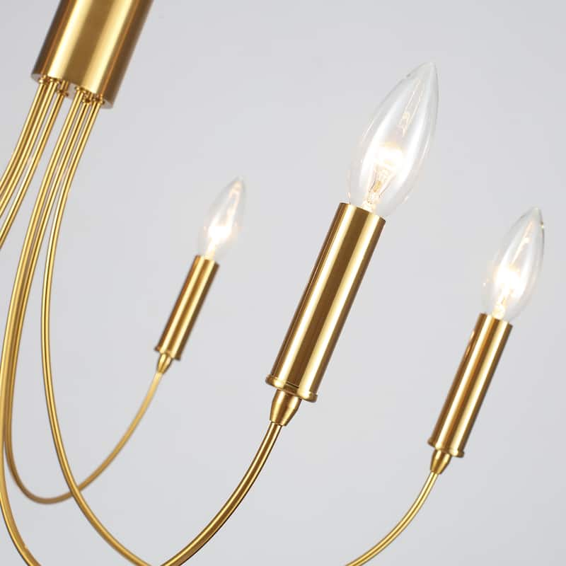Farmhouse style 6 - Light Metal Candle Chandelier for Kitchen Dining Room - N/A