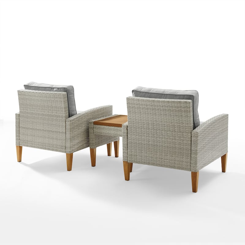 Crosley Capella 3Pc Outdoor Wicker Chair Set