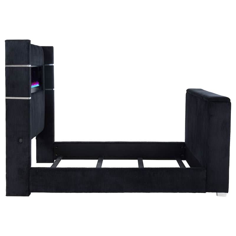 Tisdall Flame Visualizer Wingback TV Bed Black