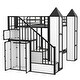 preview thumbnail 13 of 28, Castle-Shaped Metal Twin over Twin Bunk Bed with Wardrobe, Storage Staircase, and Open Cabinets, Black+White