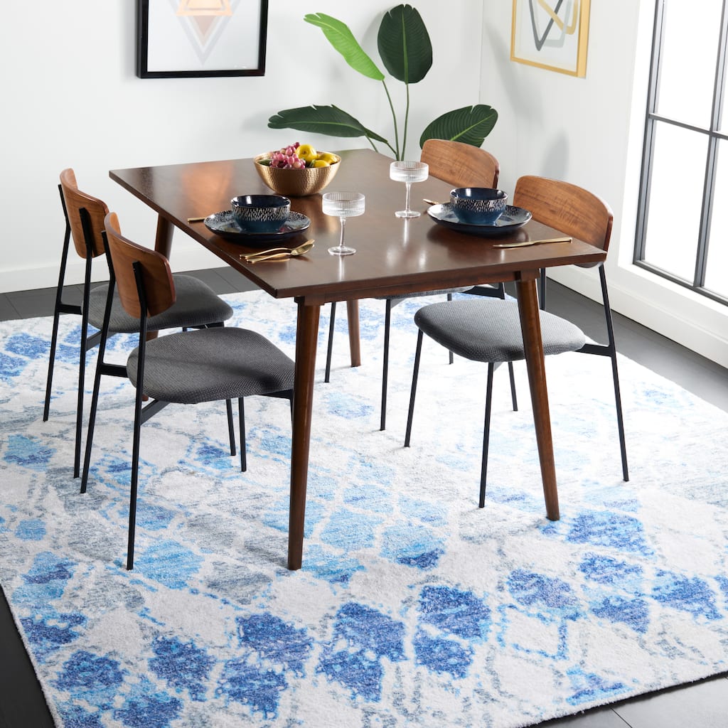 SAFAVIEH Handmade Saffron Myranda Modern & Contemporary Trellis Ivory/Blue Cotton