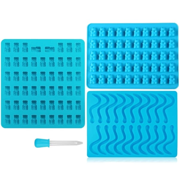 420 Focus Gummy Bear Molds (50/53 Cavity) and Worm Mold (20 Cavity) with  Dropper - Bed Bath & Beyond - 27126134