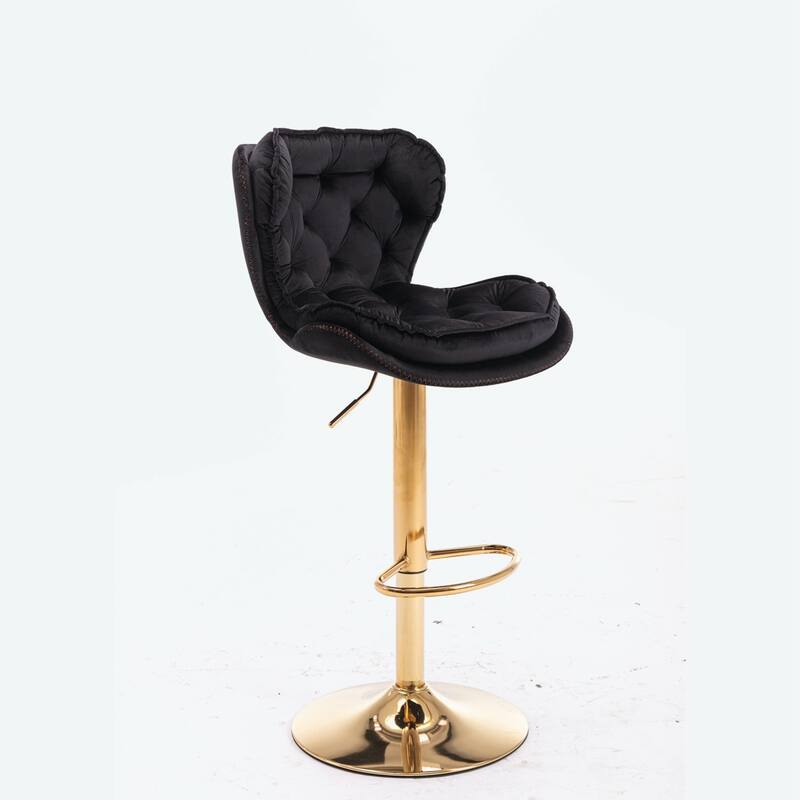 Set of 2 Bar Stools With Golden Base