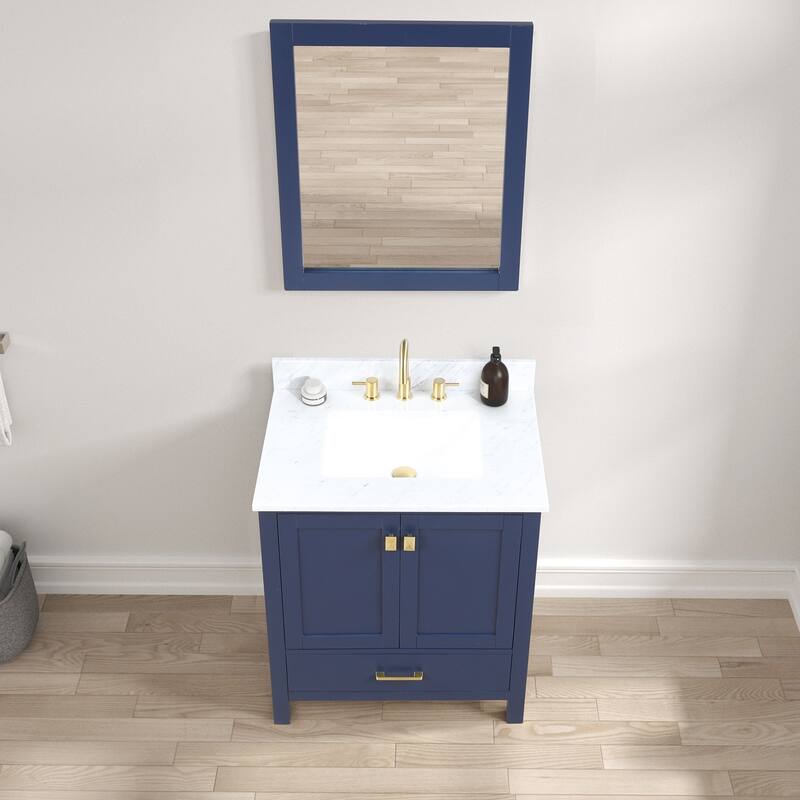 Blossom Geneva 30" Bathroom Vanity with Marble Top, Sink & Mirror