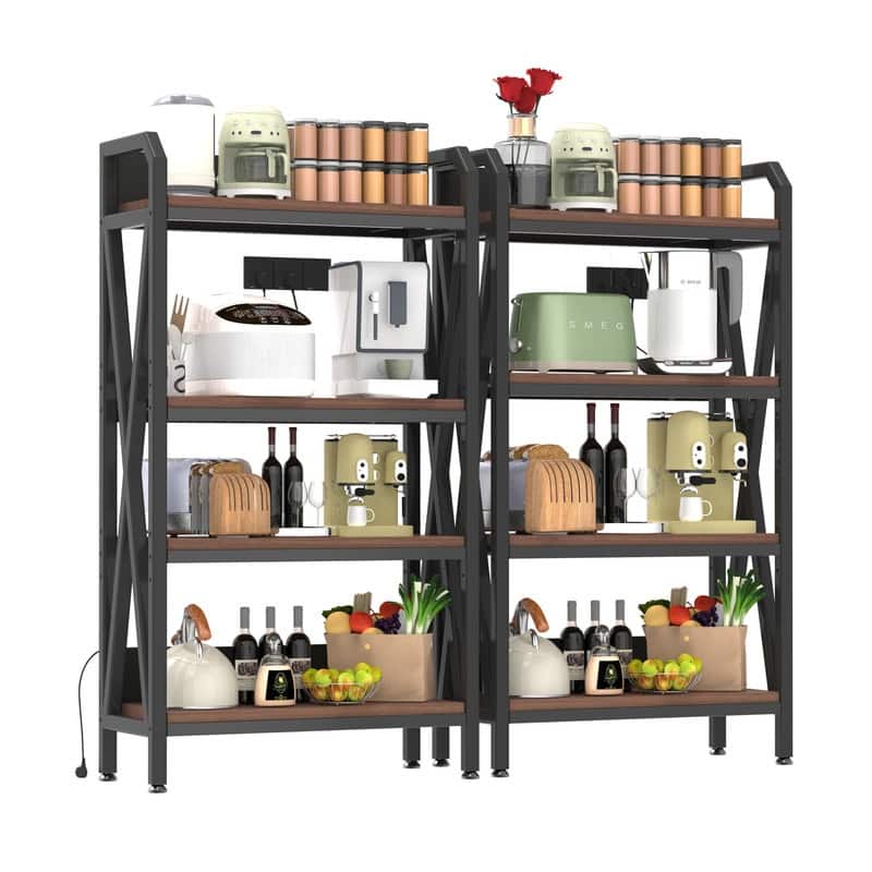 4-Tier Baker's Rack with Wooden Shelves - Versatile Storage Organizer for Kitchen, Pantry, Bathroom & More, 33.50'' Length