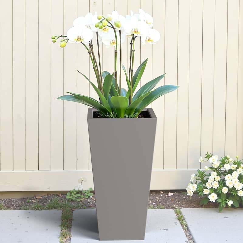 Dovelina Modern Tapered Metal Planter - Elevate Your Space, Indoors & Outdoors - Grey