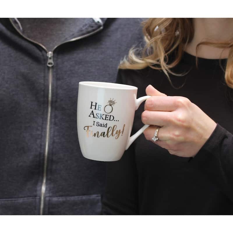 Curata Lillian Rose He Asked.I Said Finally! Ceramic Mug