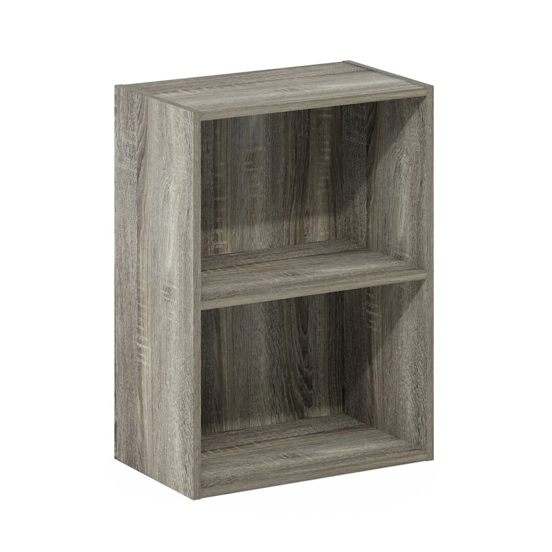 21 in. Tall French Oak Grey Wood 2-Shelf Bookcase