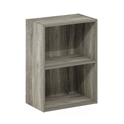 21 in. Tall French Oak Grey Wood 2-Shelf Bookcase