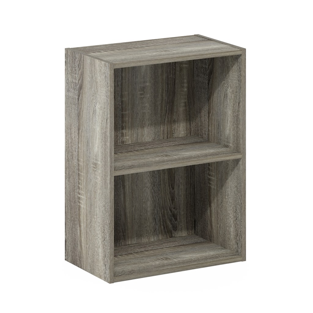 21 in. Tall French Oak Grey Wood 2-Shelf Bookcase