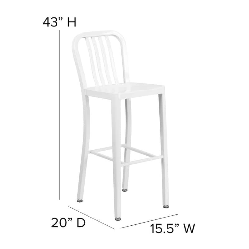 30'' High Metal Indoor-Outdoor Barstool with Vertical Slat Back