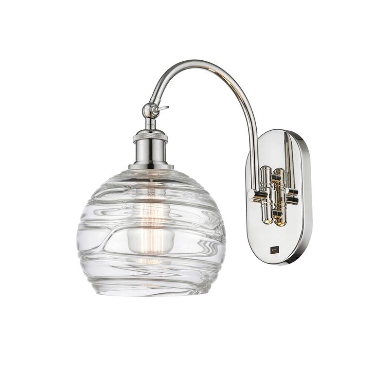 Innovations Lighting 518-1W-14-8 Athens Sconce Athens 14" Tall Wall - Polished Nickel / Clear Deco Swirl