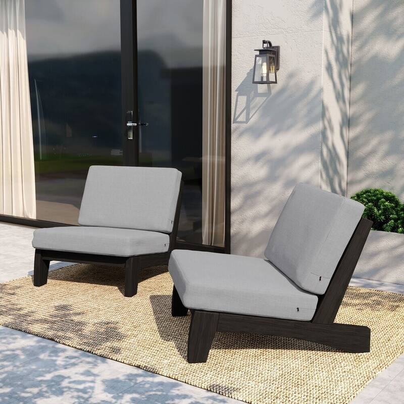 2 Set Patio Acacia Wood Outdoor Chair