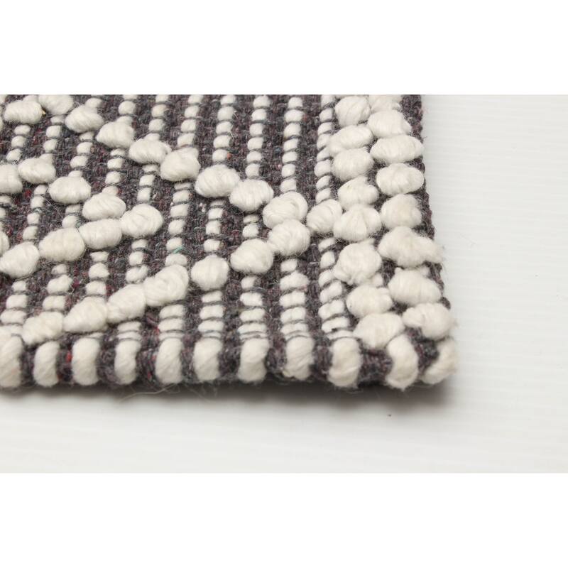 ECARPETGALLERY Braid weave Sienna Grey Wool Rug - 5'0 x 7'10