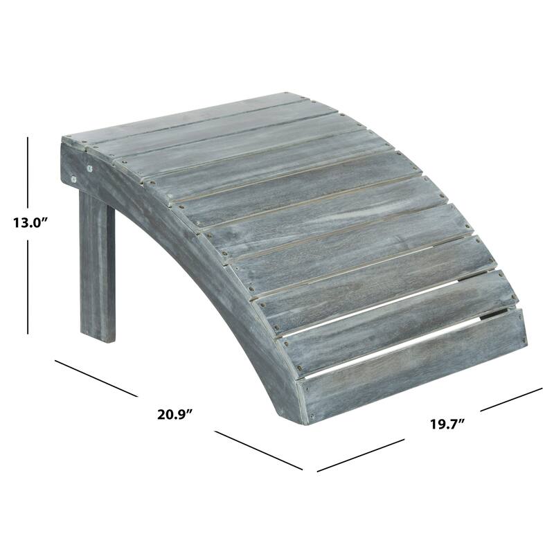SAFAVIEH Outdoor Sigurasta Acacia Wood Adirondack Ottoman - 20W x 13D x 21H