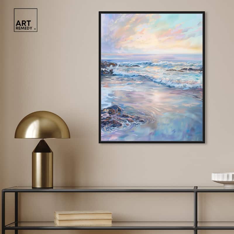 Art Remedy Dreamy Shoreline Framed Sailing 1 Piece Canvas Wall Art