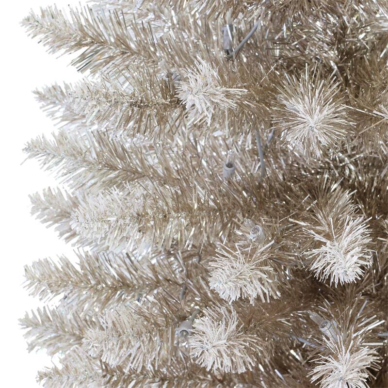 Puleo International 4 ft. Pre-Lit Rose Gold Artificial Tree in Burlap Sac