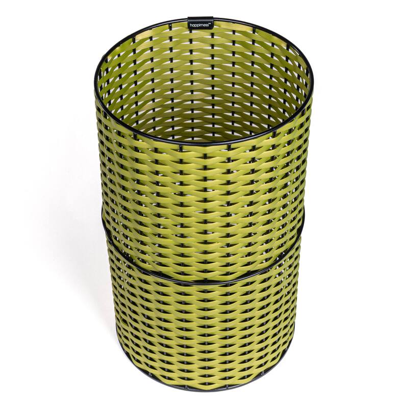 happimess Cecil Modern 4.13-Gallon Faux Wicker Cylinder Waste Basket