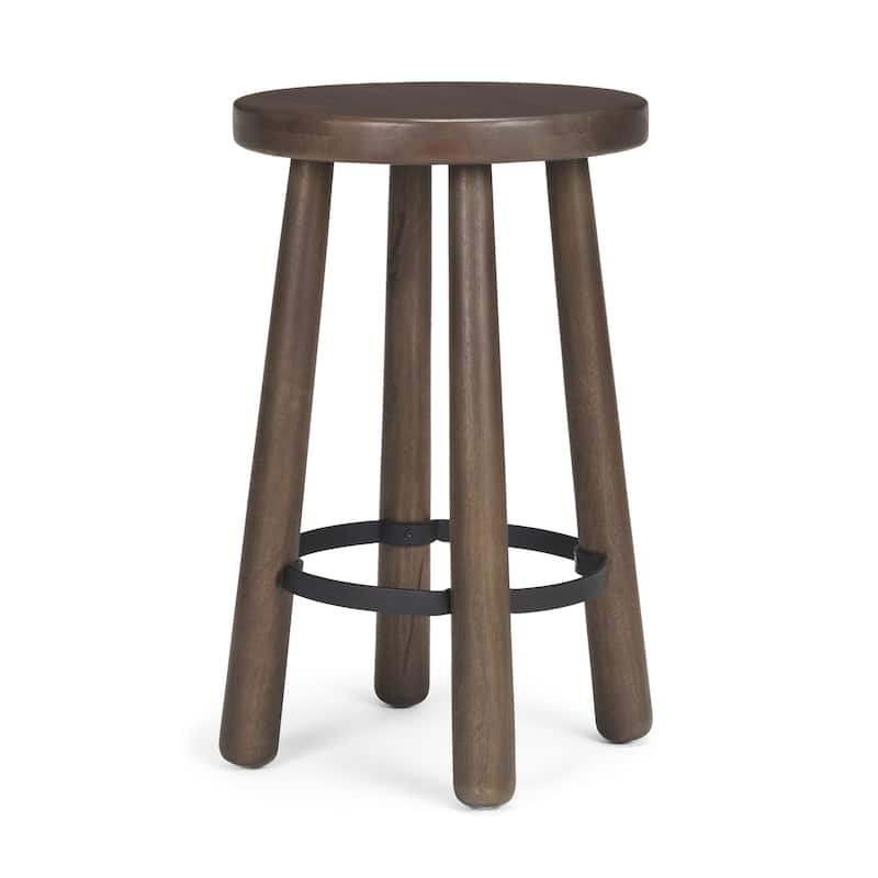 Weldon Dark Brown Wood w/ Matte Black Metal Counter Stool - 16.0L x 16.0W x 26.0H - Single - Counter Height - Brown