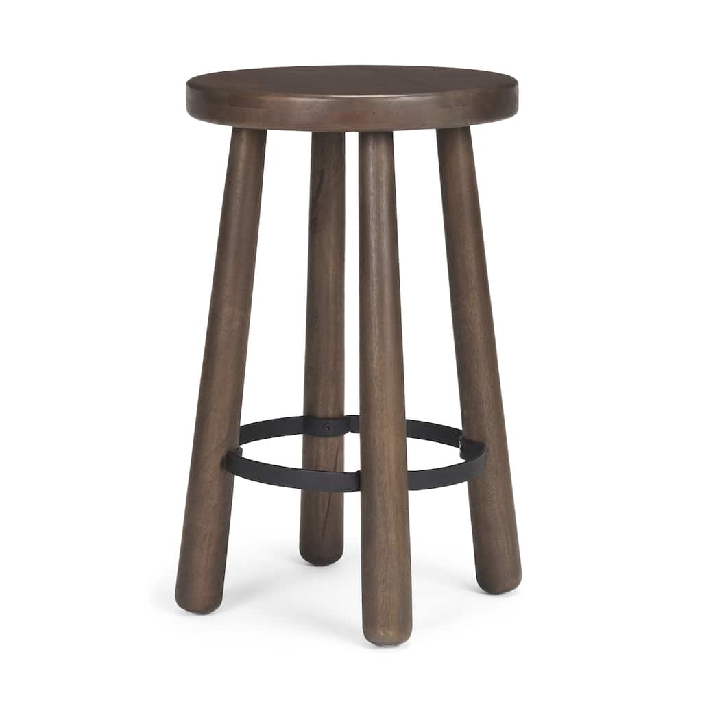 Weldon Dark Brown Wood w/ Matte Black Metal Counter Stool - 16.0L x 16.0W x 26.0H