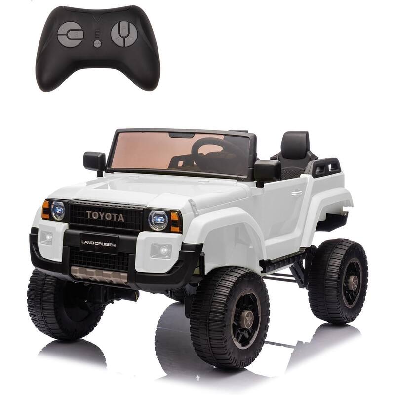 24v Ride On Toys for Big Kids,Licensed Toyota 2-Seater w/Remote Control, 4WD/2WD Switch, LED Lights - WHITE
