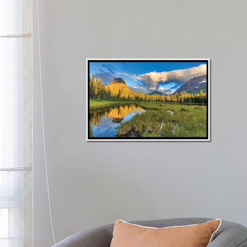 iCanvas "Sinopah Mountain And Its Reflection, Two Medicine, Glacier National Park, Montana" by Chuck Haney Framed Canvas Print