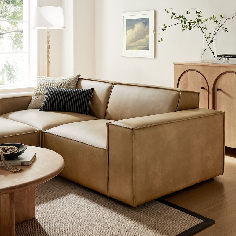 Restore 3-Piece Vegan Leather Modular Loveseat with Ottoman
