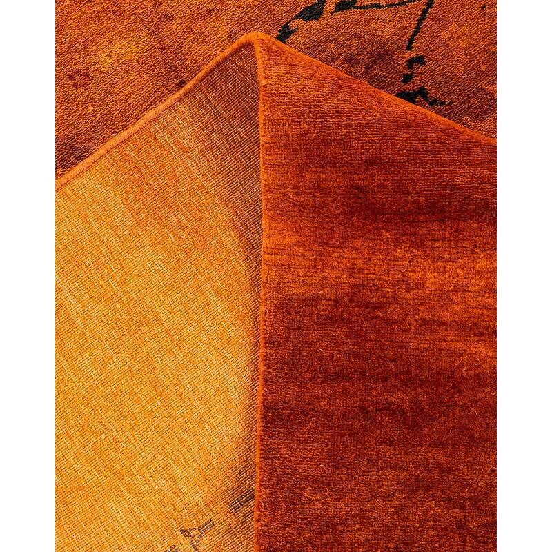 Overdyed, One-of-a-Kind Hand-Knotted Area Rug - Orange - 9' 0" x 12' 2"